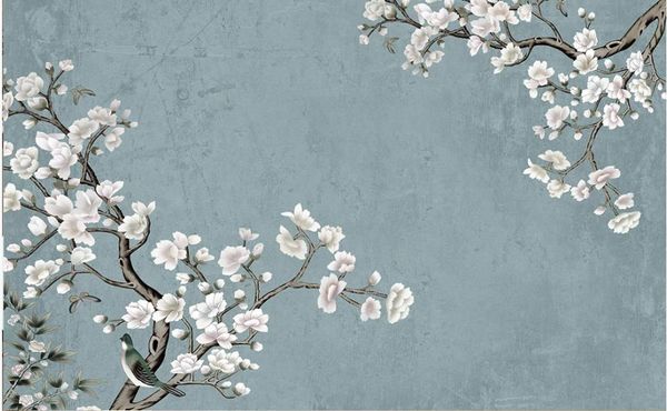 Tapete für Wände 3 D für Wohnzimmer Retro Chinesischen Stil Magnolia Vogel TV Hintergrund Wand
