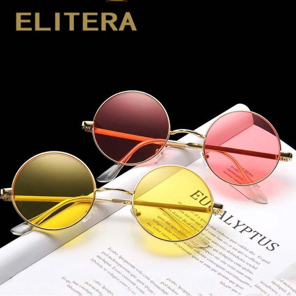 

elitera new vintage men women round metal sunglasses uv400 men's glasses classic retro brand designlunette soleil ronde, White;black