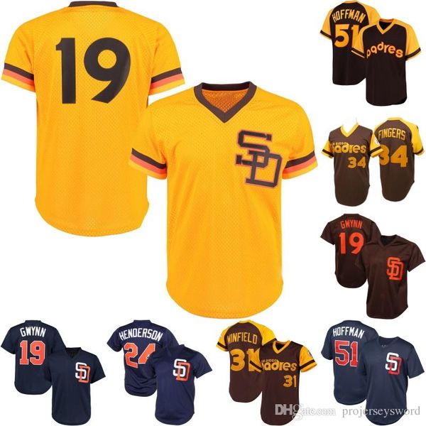 

Mens San Diego 24 Rickey Henderson 31 Dave Winfield 51 Trevor Hoffman 1978 Rollie Fingers 1982 Tony Gwynn Padres Baseball Jerseys