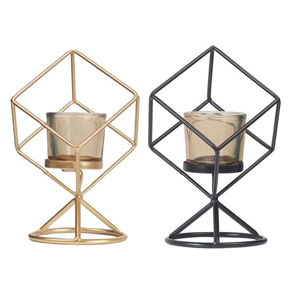 

2x nordic style 3d geometric candle holder metal candlestick party centerpieces