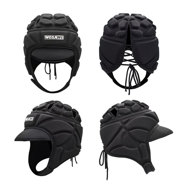 

eva shockproof sports helmet football goalkeeper rugby head protector headguard with visor black choice sizes