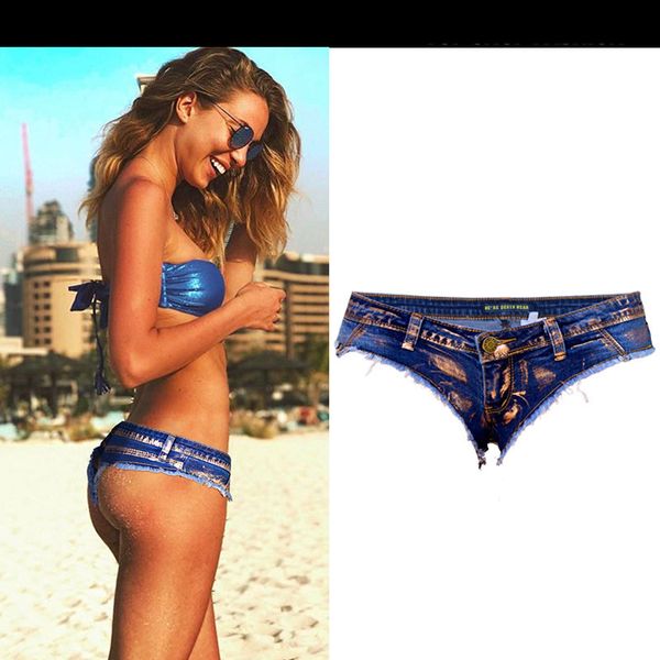 

yiquanyimei fashion elastic mini shorts & club shorts micro mini jeans cheeky bikini short pants bottom short, Blue