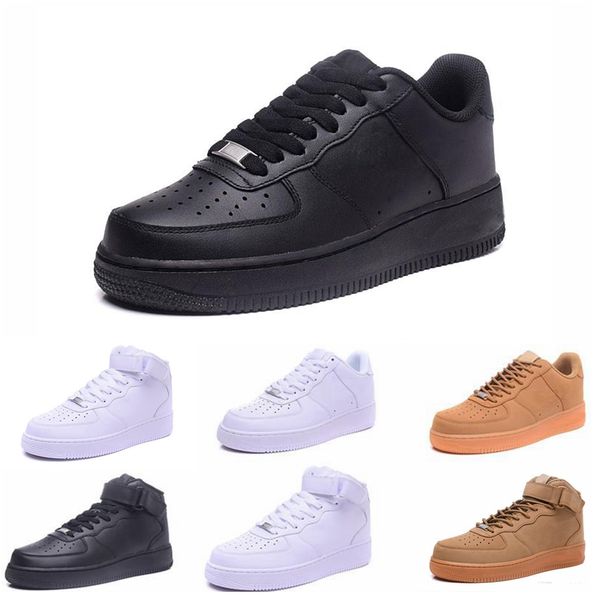 

2019 new classic forces classical all high and low white black wheat men women sports running shoes 1forcing skate 36-45