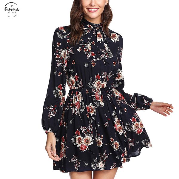 

stylish bar women zippers casual printed long sleeve v neck dress ladies streetwear casual dresses with lace up dresses party dress h0125, Black;gray