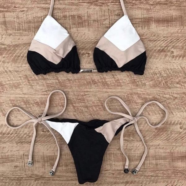 

micro bikinis 2020 solid color stitching swimwear women bikini set swimming suit bathing suit swimsuit biquinis feminino, White;black