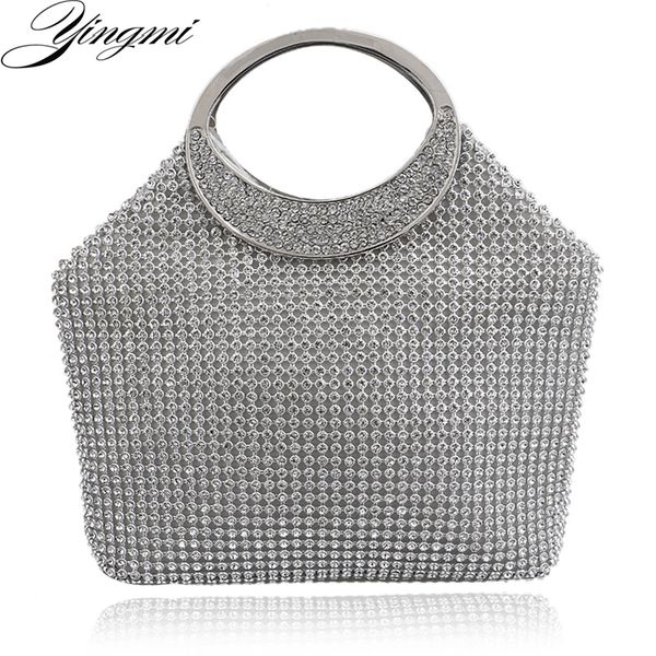 

yingmi european style buckle shaped women clutch bags full side diamonds soft luxurious evening bags for wedding bridal