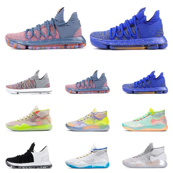 

2019 new kd 10 12 men basketball shoes black white finals wolf grey warriors home eybl 90s kid all trainers sports sneaker size7-12