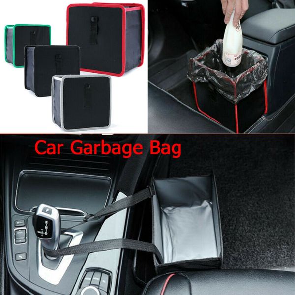 

universal car trash bin waste basket storage garbage can litter leakproof bag organizers small automobiles interior accessories