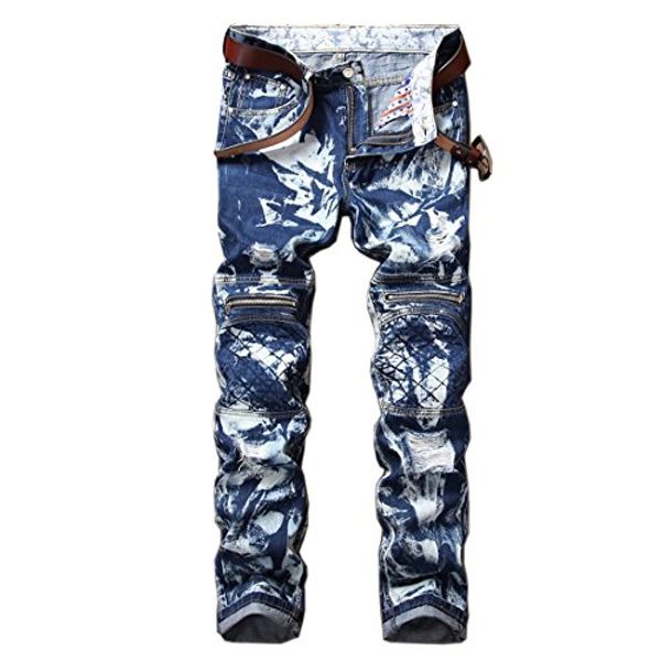 

men's jeans just no slim fit camo paint zip, Blue
