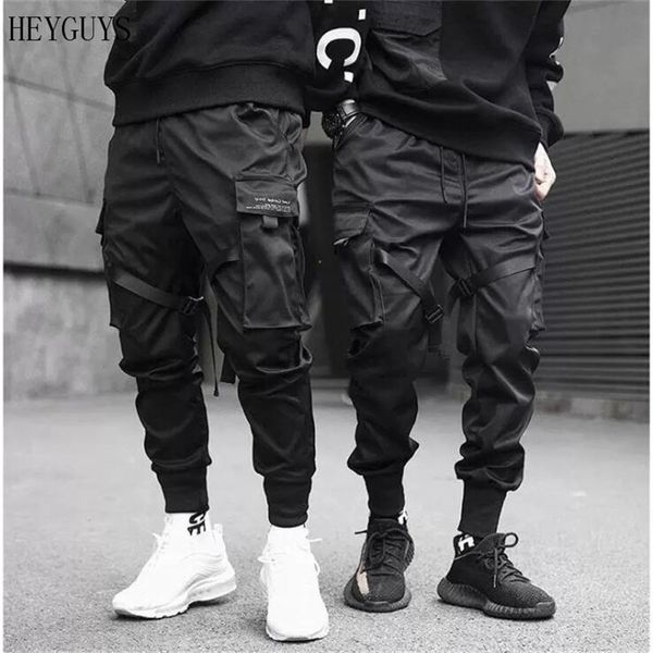 

dropshipping 2019 new spring and summer new streamer pocket harlan tooling pants elastic waist men's sweatpants tactical pants, Black