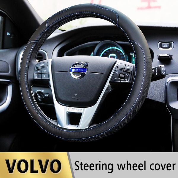 

leather car steering wheel cover case for s60 xc60 xc90 s80 v70 v40 s40 v50 v60 xc70 auto accessories car styling