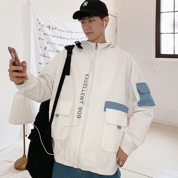 

new fashion young men hooded jacket thin jackets brand casual outwear coats pocket zipper hiphop, Black;brown