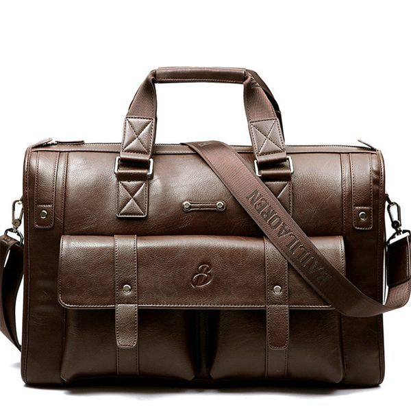 

men leather black briefcase business handbag messenger bags male vintage shoulder bag men's large laptravel bags hot