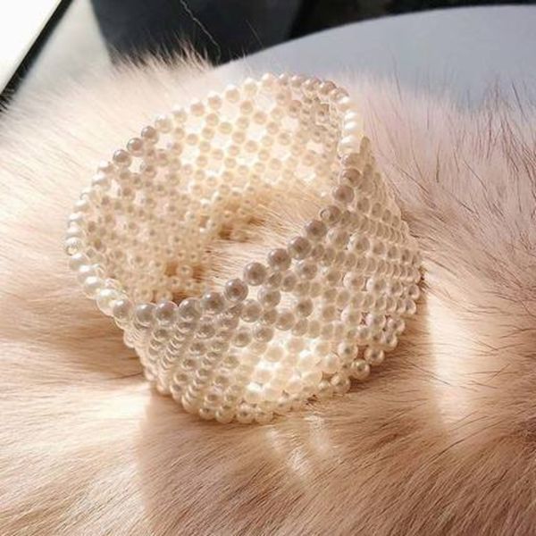 

retro baroque braided pearl bracelets multi layer for women wedding bracelets elegant bangles pulseras mujer jewelry, Black