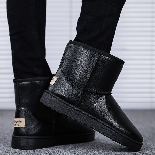 

winter men's warm casual snow boots ladies fashion solid color set foot plus cotton board shoes 36-45 couple shoes, Black