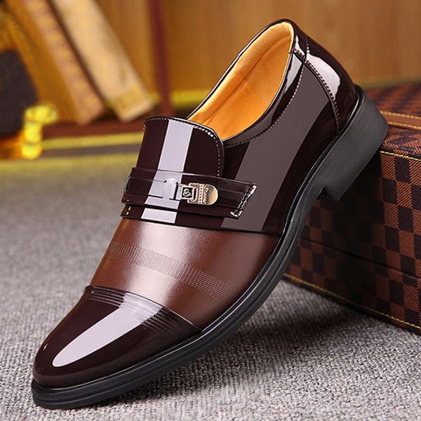 

2019 mens shoes casual fashion business mens shoes comfortable casual pointed leather oxfords shoes mens dress, Black