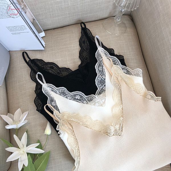 

chic basic lace camisole summer knit tank women adjustable strap camisole female camis high elasticity casual, White
