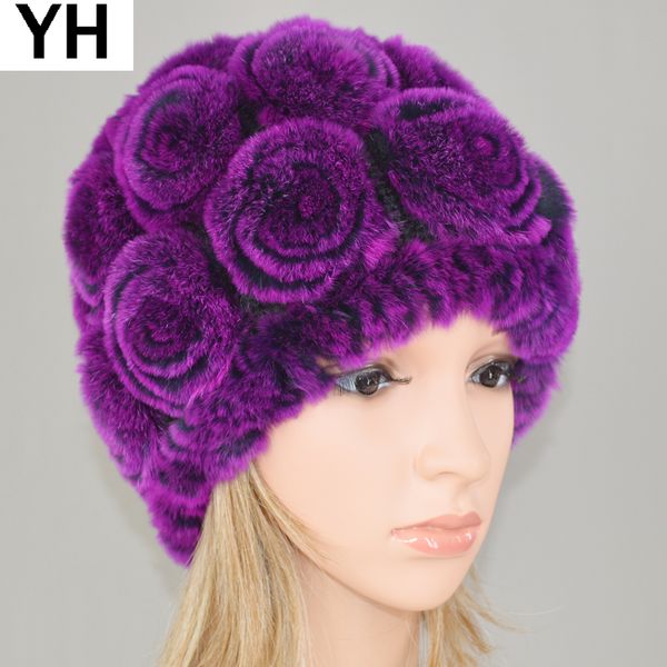 

новый женщин skullies в подлинный реальный рекс кролика меховая шапка зимняя рекс кролика цветочные шапочки цветы девушки рекс кролика мехов, Blue;gray