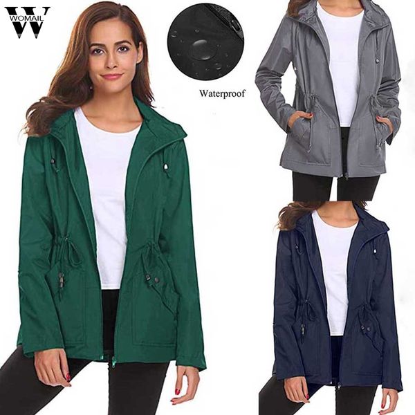 

womail jackets women 2019 female zipper hooded rain jacket coat waterproof long sleeves outdoor windbreaker sport jacket 815, Black;brown