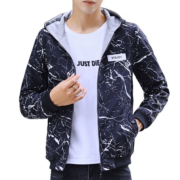 

men spring autumn floral jacket ditsy print zipper jacket, Black;brown