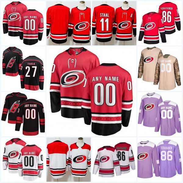 

Custom Carolina Hurricanes Jersey Rod Brind'Amour #11 Staal Justin Faulk Teuvo Teravainen Trevor van Riemsdyk Carolina Hurricanes Jersey