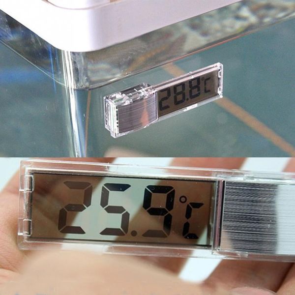 

3d digital electronic aquarium thermometer fish tank temp meter gold silver plastic metal #