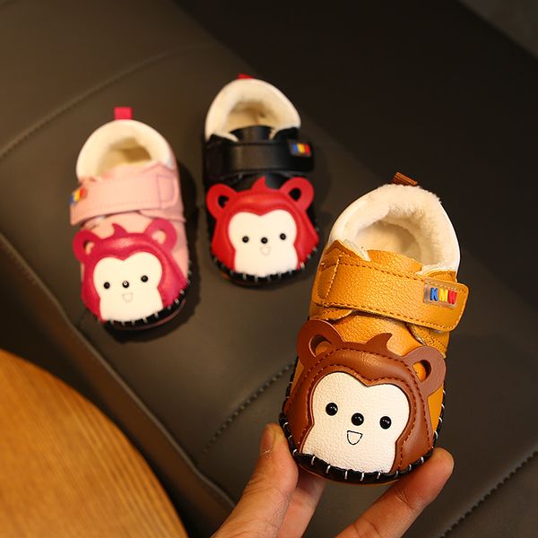 

new style monkey boys girls baby first walkers animal kids shoes leather warm toddler walk children running casual shoes size 15-19