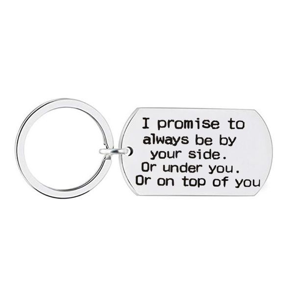 

custom fashion keyring gifts engraved i promise to always be by your side key chain couple lovers wife husband wedding gifts, Silver