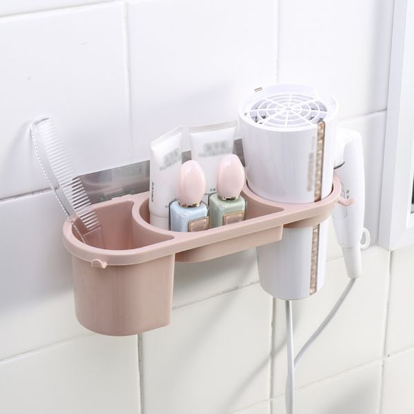 

organizer pp storage shelf space saving stand hair dryer holder practical wall mount bathroom modern easy install stable home