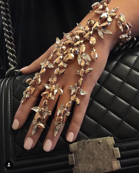 

ppgpgg мода женщины finger браслет pulseras 2020 bohemian шарм кристалл ручной цепи браслет лето пляж ювелирные изделия, Black