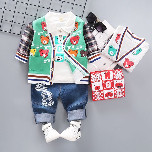 

baby boys clothes sets autumn cotton cardigan + trousers + shirt 3pcs suit 2019 new casual outfits for newborn kids boy clothing, White