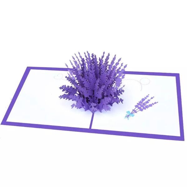 

3d pop up greeting cards lavender laser cut post card for birthday christmas valentineday party wedding decoration