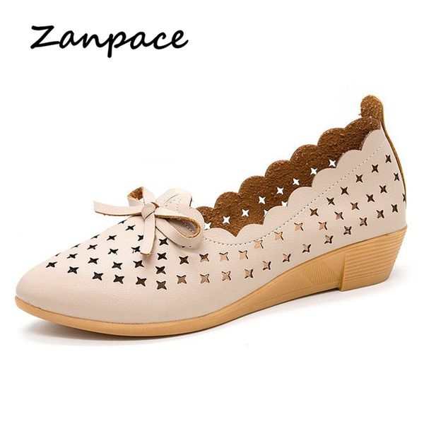 

breathable flat shoes women 2019 new round head hollow women's shoes bow soft bottom hole casual leather ladies oxford, Black