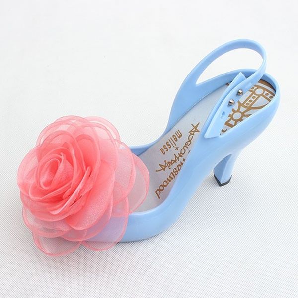 

womens open toe silk flowers decor stilettos high heel pumps slingback sandals jelly shoes summer sweet 11colors c1036, Black