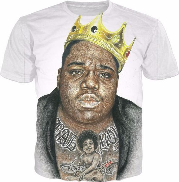 

новый рэпер пресловутый b. i. g. biggie smalls тупак 2pac футболка 3d печатные женщины / мужчины лето с коротким рукавом мужская футболка по, White;black