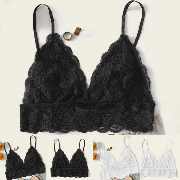 

women bra lace plus size vest crop bralette wireless bras lingerie v-neck underwear sleepwear crop brasier mujer, Red;black