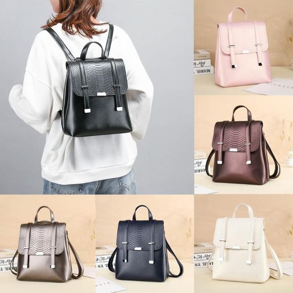 

student school bag women leather backpacks vintage female shoulder bag backpack messenger handbag bolso mujer 2020#25