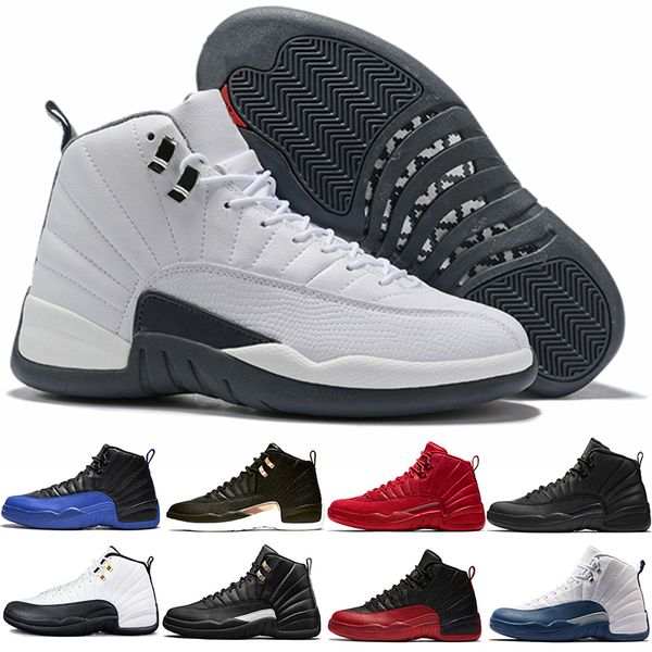 

12 men air jordan shoes retro basketball shoes 12s dark grey reverse taxi black mens trainer sports sneakers size 40-47, White;red