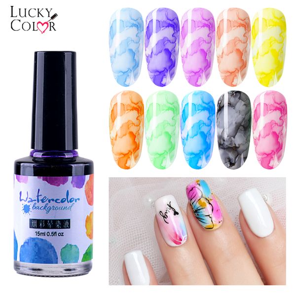 

watercolor ink nail polish blooming smoke effect marble smudge liquid gradient beauty fast dry diy nail art manicure tips tools, Red;pink