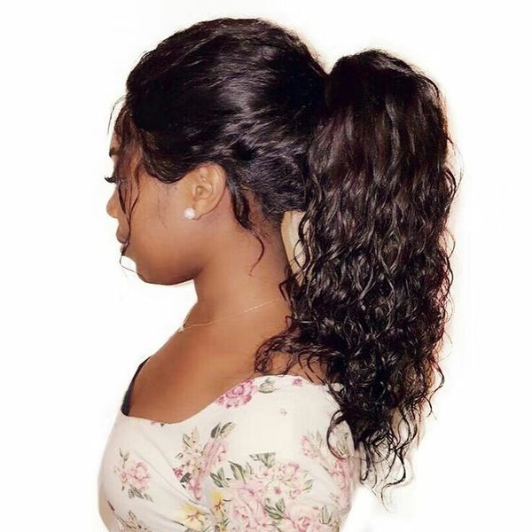 Kinky Curly Ponytail For Black Women Brazilian Natural Black Clip