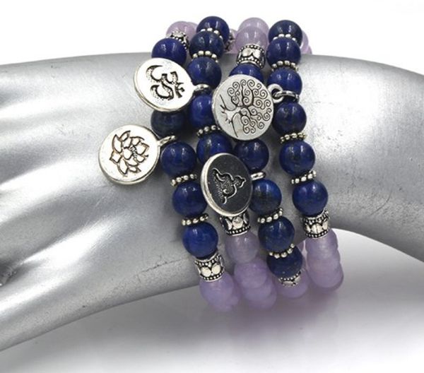 

8mm vh34 elastic adjusted charm nature stone lotus life tree buddha head chakra reiki agate onyx bracelet, Black