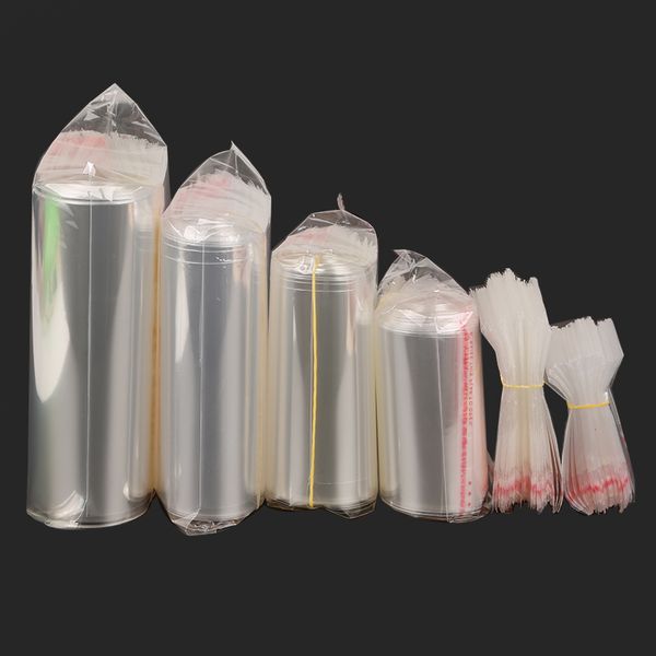 

100pcs 8 size transparent resealable clear cellophane poly bags self adhesive opp seal gift packaging bag jewelry pouch