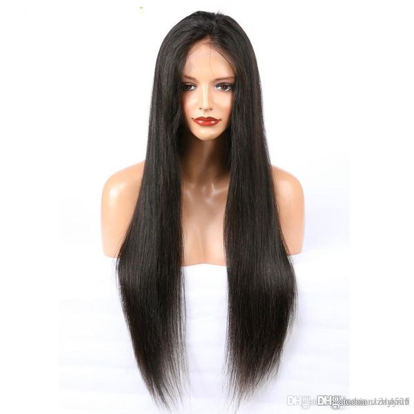 

прямые передние волосы парики бразильские волосы реми парики предварительно сорвал натуральный волос с длинными волосами парик + парик нетто, Black