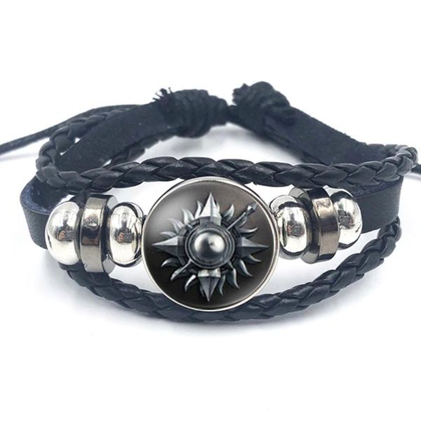 

retro leather bracelets family badge bracelet multiple layers charms men bangles fashion, Golden;silver