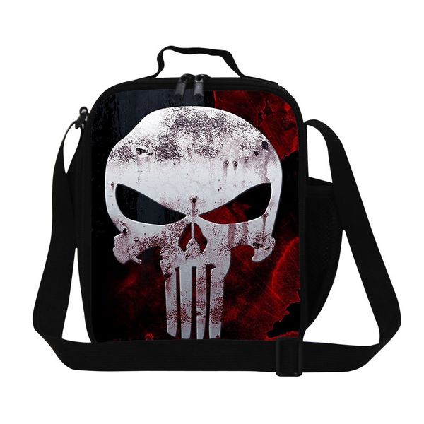 

personalized skull work lunch bag for adult,stylish insulated sling lunch containers for children,cool men's small cooler bags, Blue;pink