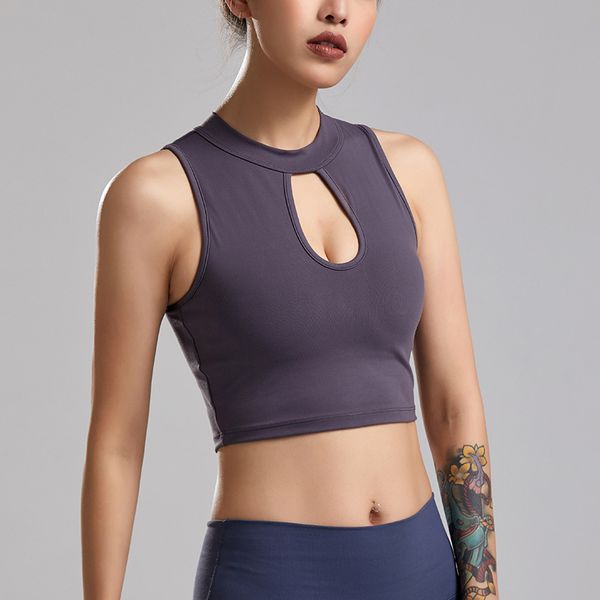 

yoga outfits women summer sleeveless sports vest crop hollow out fitness running quick-drying sport removeable pad, White;red