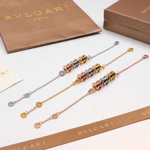 

new arrival 316l titanium steel brand tri-ring tri-color spring bracelet 18k titanium steel coloured bracelet couple jewelry gift wholesale, Black