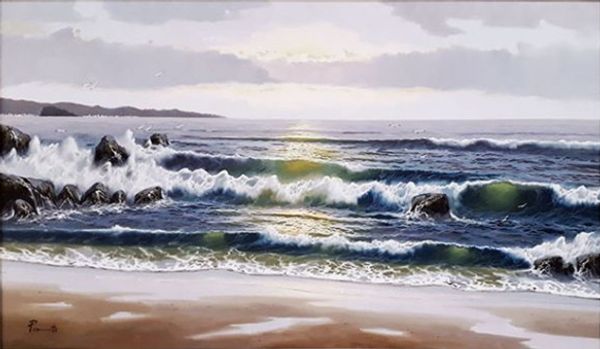 

joan puerto - wellenspiel- home decor handpainted &hd print oil painting on canvas wall art canvas pictures 191227