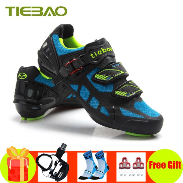 

tiebao road bike shoes sapatilha ciclismo bicycle spd-sl pedals riding shoes self-locking superstar racing cycling sneakers, Black