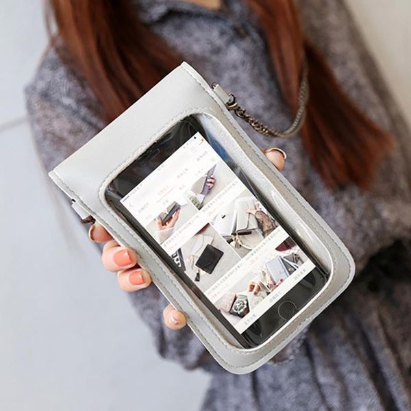 

womens phone bag touchable leather change bag crossbody mini shoulder wallet